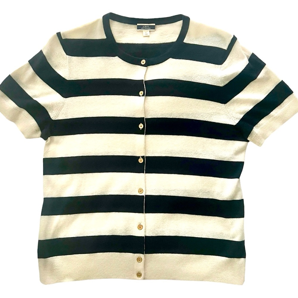 J Crew soft cashmere short-sleeved knot top.